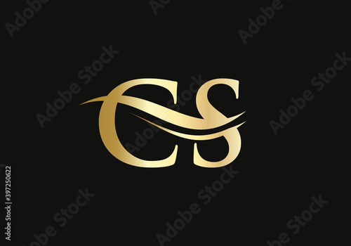 CS logo design. Creative and Minimalist Letter CS Logo Design with water wave concept.