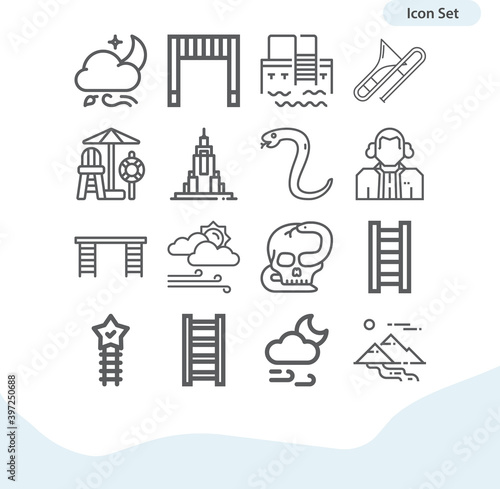 Simple set of snake related lineal icons. © Nana