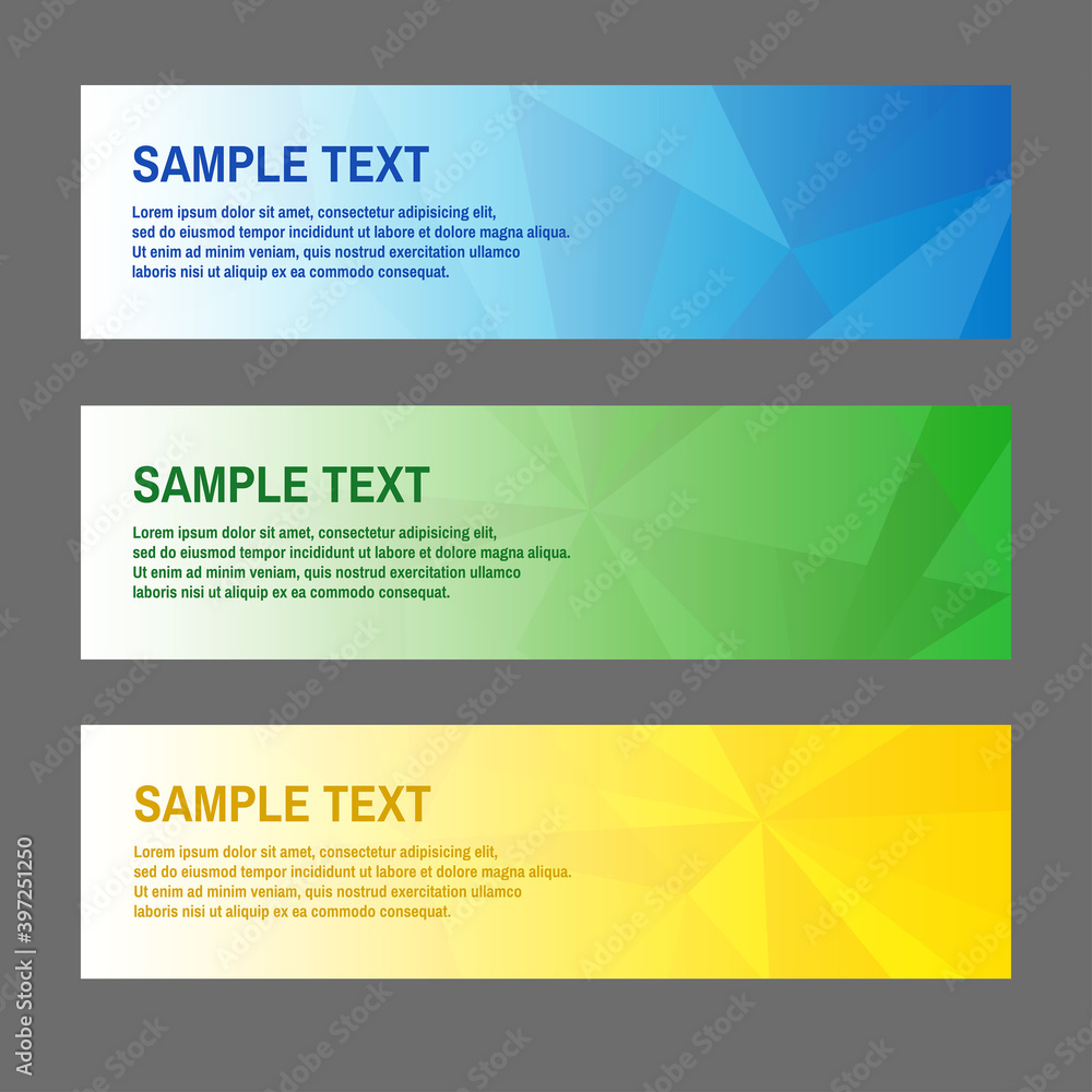 Set of Modern Polygonal Vector Banners with Colorful Background
