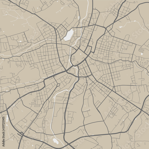 Detailed map of Chemnitz city  linear print map. Cityscape panorama.