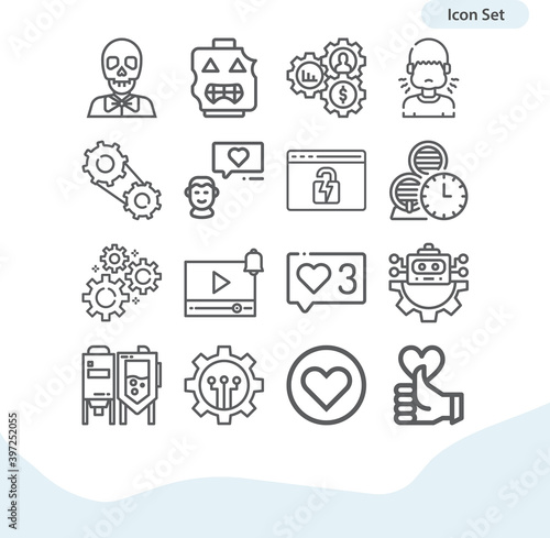 Simple set of chemical change related lineal icons.