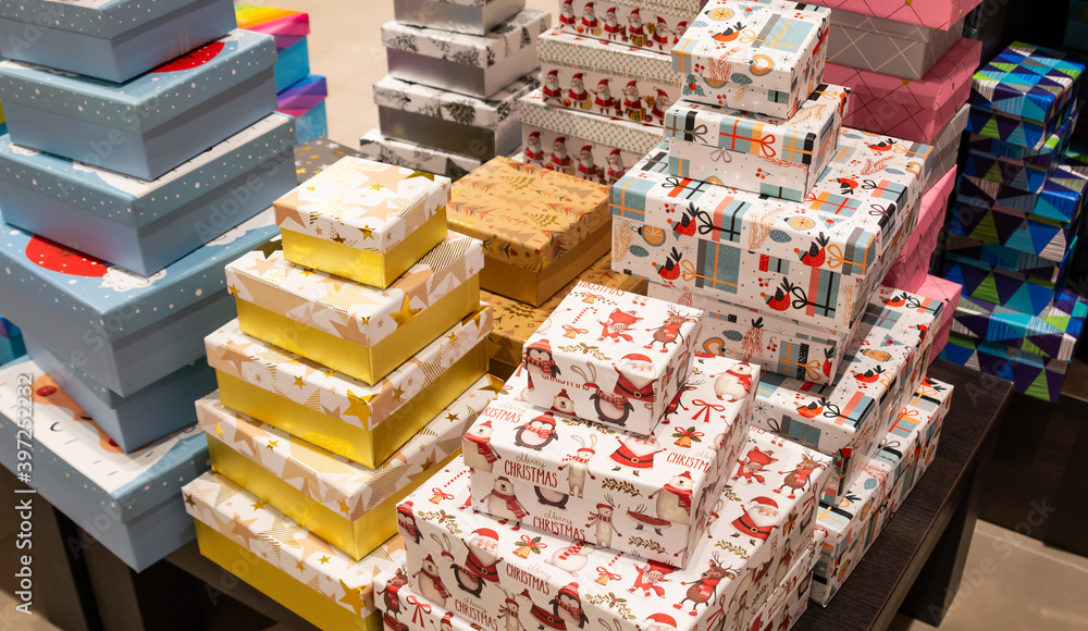 Variety christmas gift bohes on store. Variety christmas gift bohes on store.