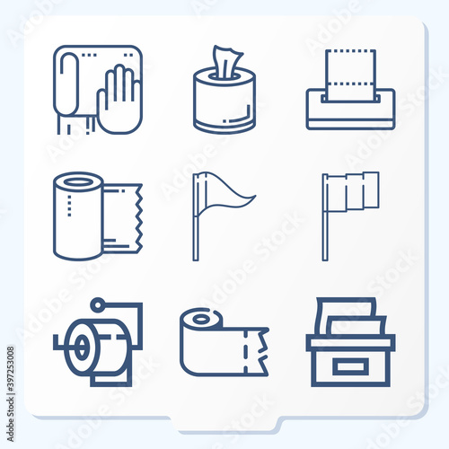 Simple set of 9 icons related to handkerchief
