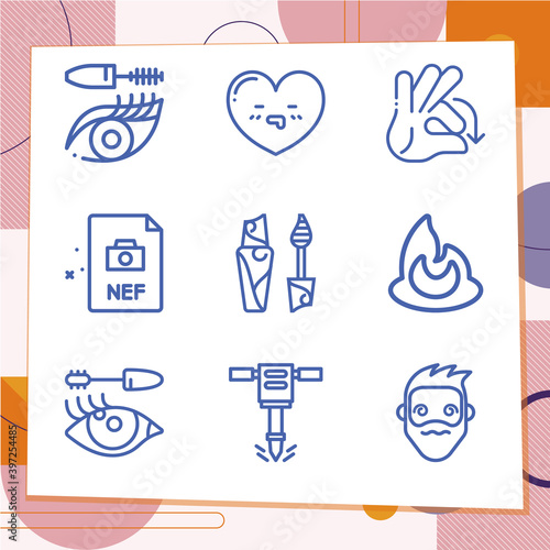 Simple set of 9 icons related to polish up