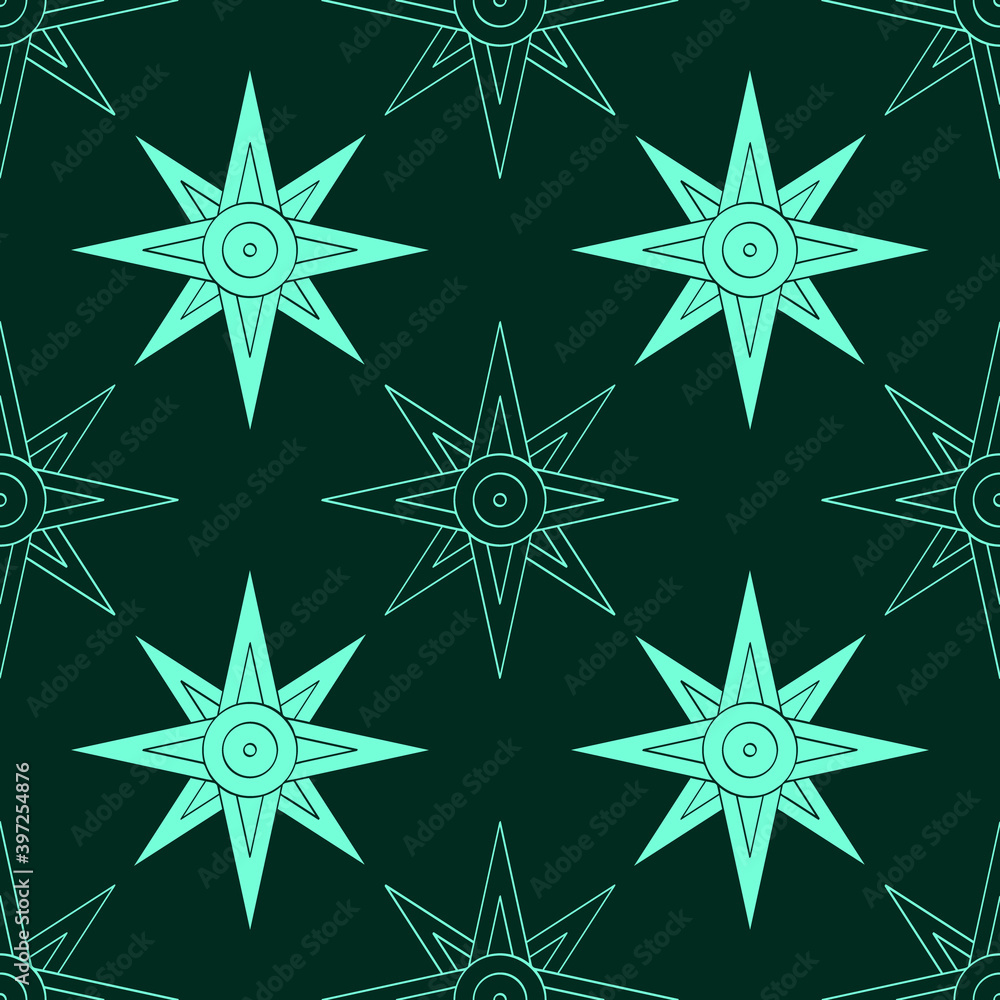 Seamless vector pattern with ancient Sumerian symbol Star of Ishtar for your project