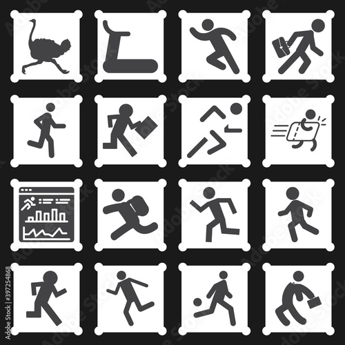 16 pack of draw play  filled web icons set