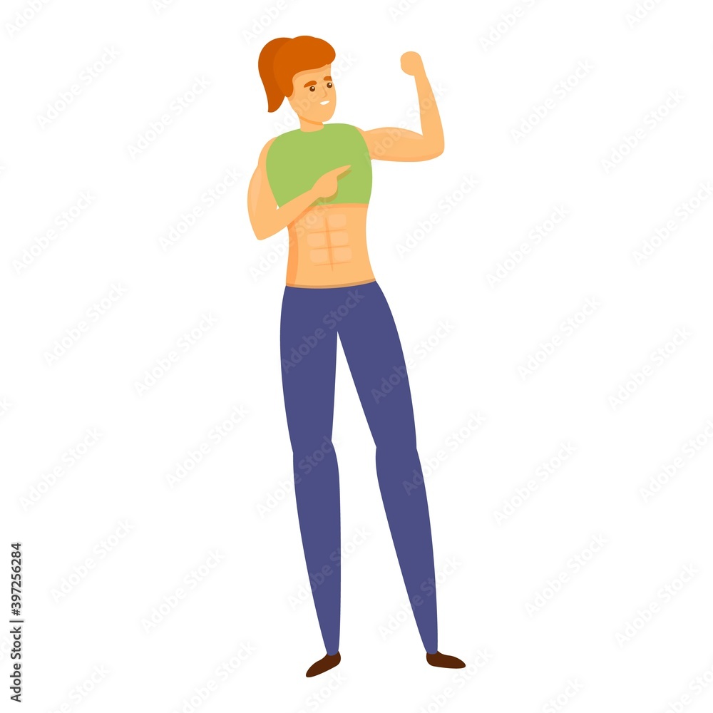 Girl bodybuilding icon. Cartoon of girl bodybuilding vector icon for web design isolated on white background Girl bodybuilding icon. Cartoon of girl bodybuilding vector icon for web design isolated on white background