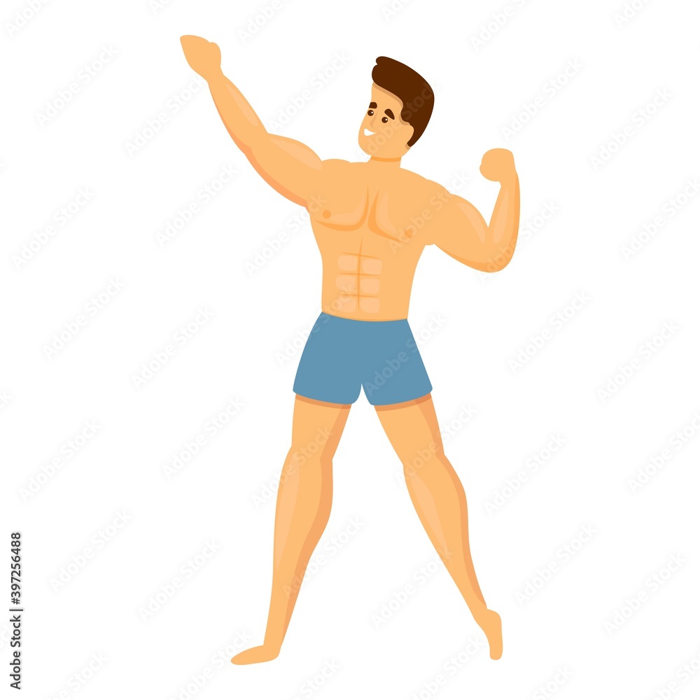 Young bodybuilder icon. Cartoon of young bodybuilder vector icon for web design isolated on white background Young bodybuilder icon. Cartoon of young bodybuilder vector icon for web design isolated on white background