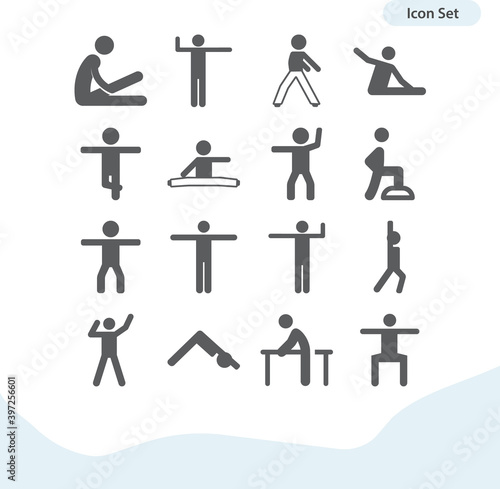 Simple set of stretching related filled icons.