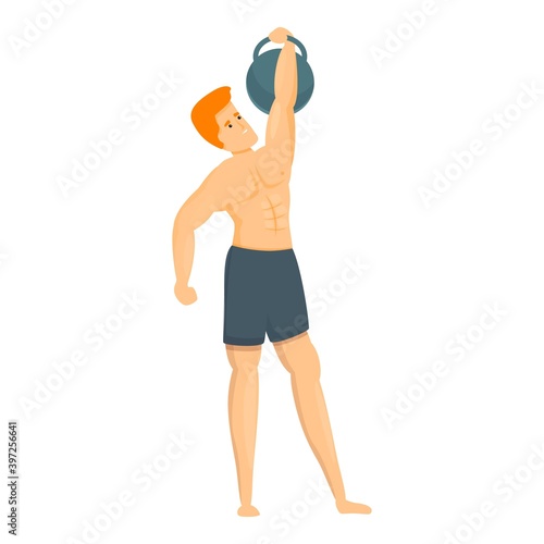 Bodybuilder kettlebell icon. Cartoon of bodybuilder kettlebell vector icon for web design isolated on white background