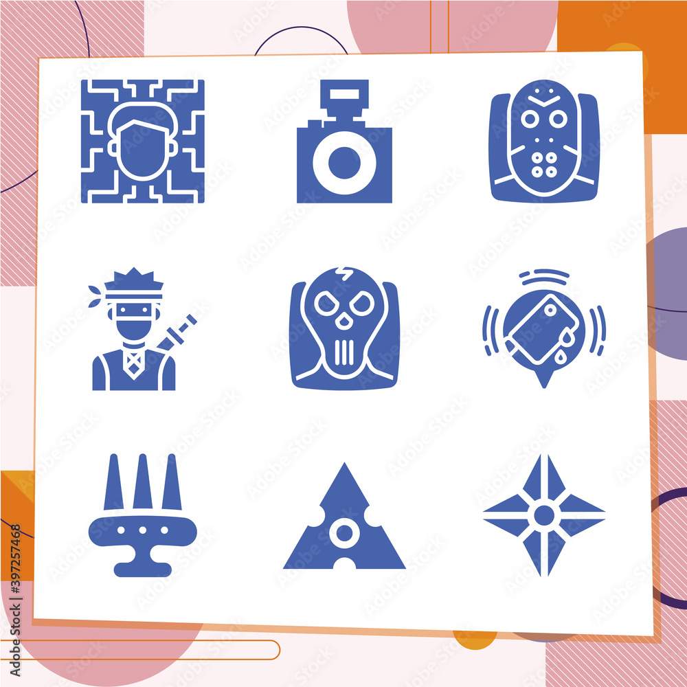 Simple set of 9 icons related to instinct Simple set of 9 icons related to instinct