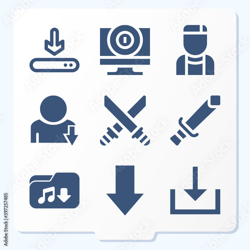 Simple set of 9 icons related to broad