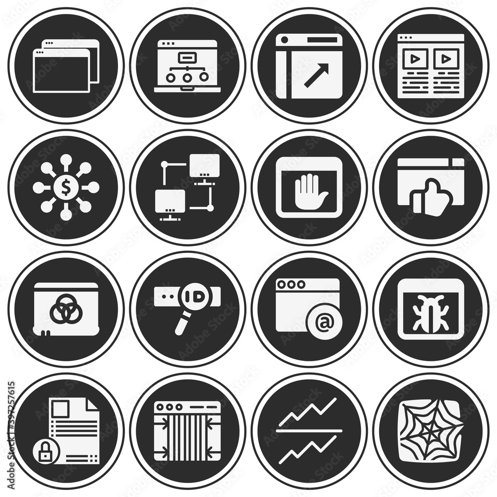 16 pack of support system  filled web icons set