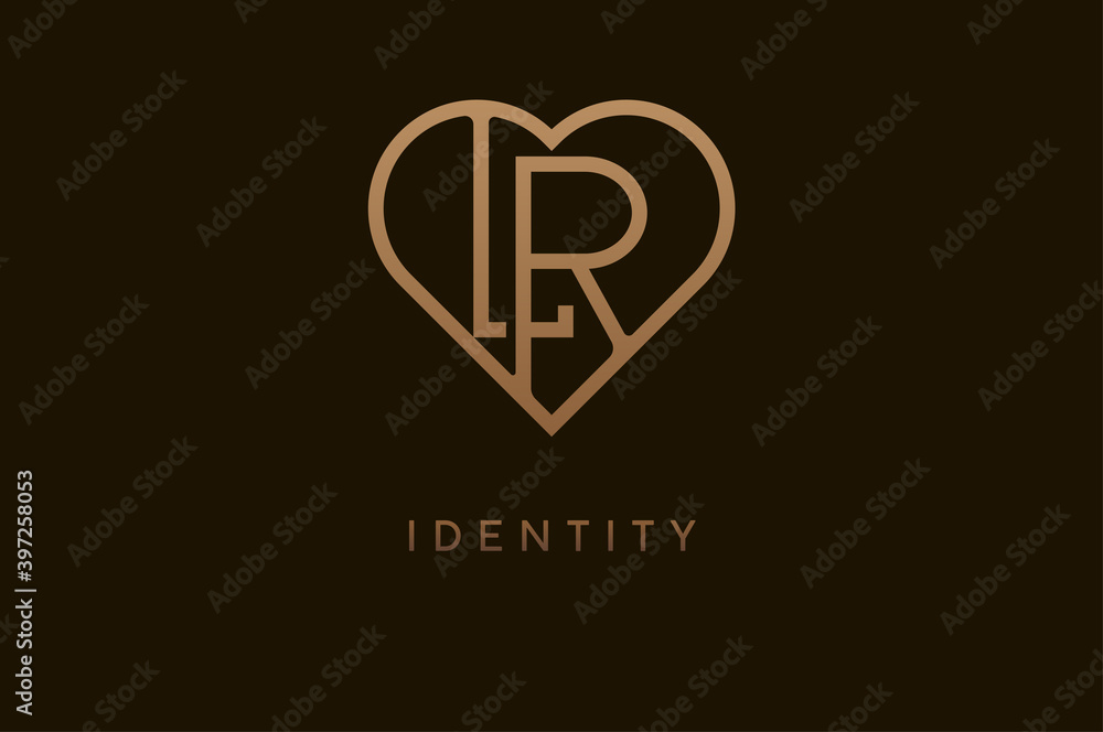 Abstract initials L and R logo, gold colour line style heart and letter combination, usable for brand, card and invitation, logo design template element,vector illustration Abstract initials L and R logo, gold colour line style heart and letter combination, usable for brand, card and invitation, logo design template element,vector illustration
