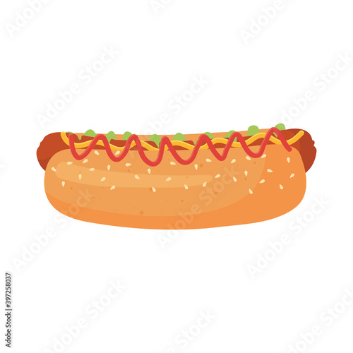 fast food, hot dog with sauces icon isolated design