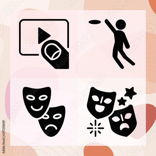 Simple set of stage direction related filled icons
