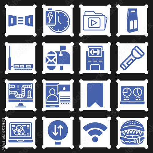 16 pack of accumulation  filled web icons set