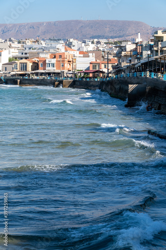 Fototapeta Naklejka Na Ścianę i Meble -  Chania bay with turquoise water and amazing shore. Crete, Greece