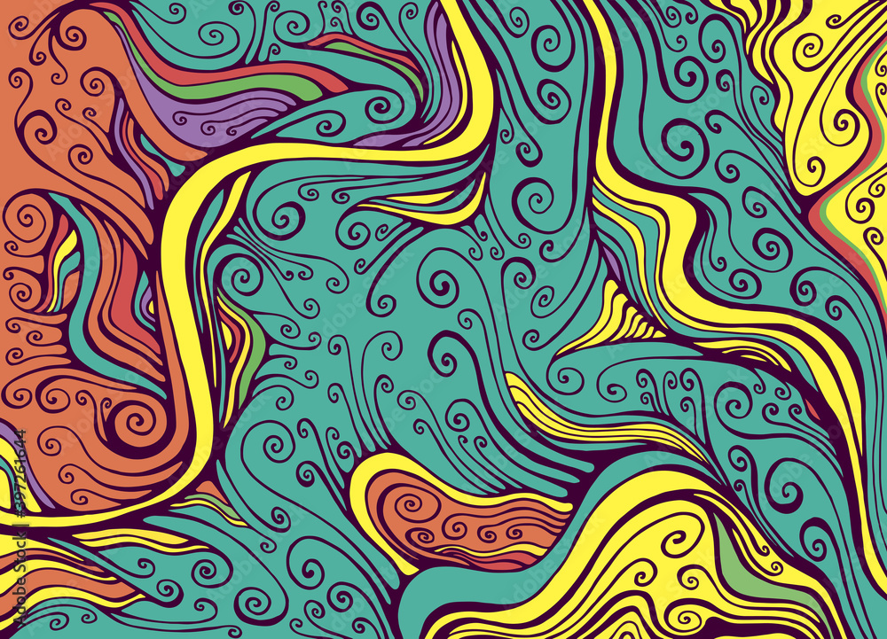 Colorful Juicy Summer Vivid Abstract Curly lines art maze pattern. Colorful Juicy Summer Vivid Abstract Curly lines art maze pattern.