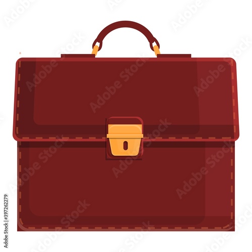 Leather briefcase icon. Cartoon of leather briefcase vector icon for web design isolated on white background