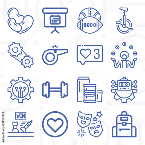 16 pack of enzyme  lineal web icons set