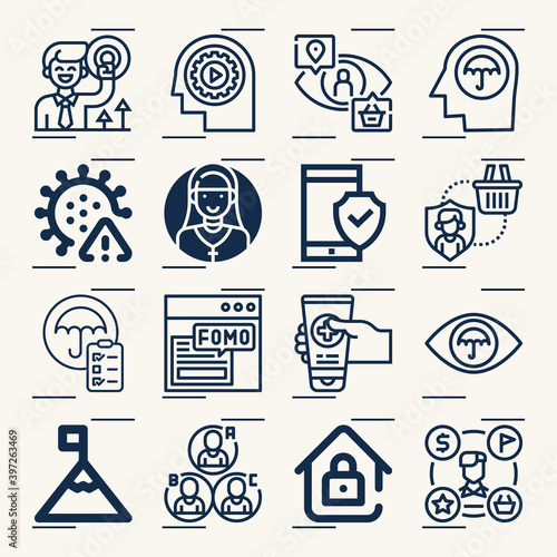 Simple set of interventions related lineal icons.