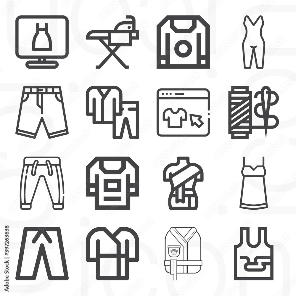 16 pack of uniforms lineal web icons set 16 pack of uniforms lineal web icons set