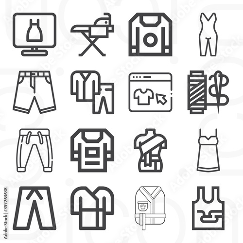 16 pack of uniforms  lineal web icons set