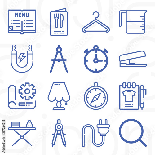 16 pack of enables  lineal web icons set