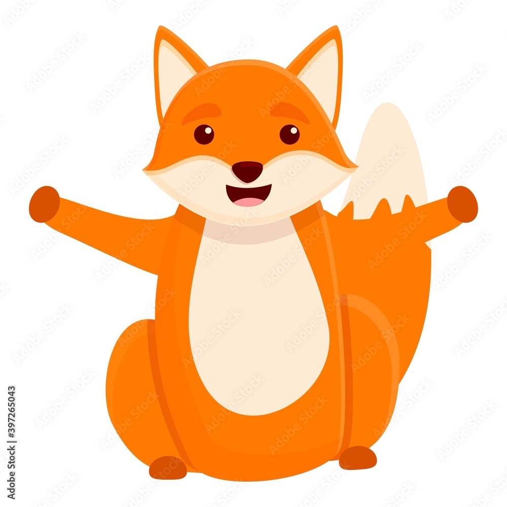 Obraz premium Happy fox icon. Cartoon of happy fox vector icon for web design isolated on white background