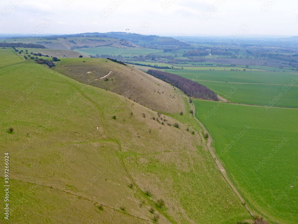 Aerial view of the Pewsey Vale at Golden Ball	