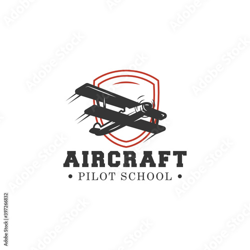 Vintage retro aircraft logo design emblem