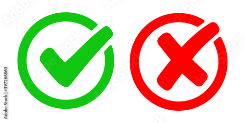 Set check mark and cross. Vector illustartion