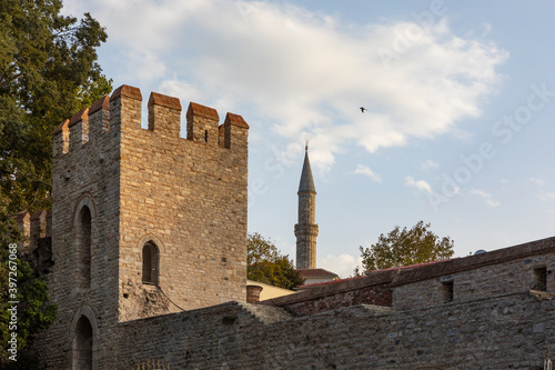 Istanbul, Turkey - September 2020: Gulhane Park next to the old Ottoman Palace, Topkapi Sarayi, in the old city of Istanbu