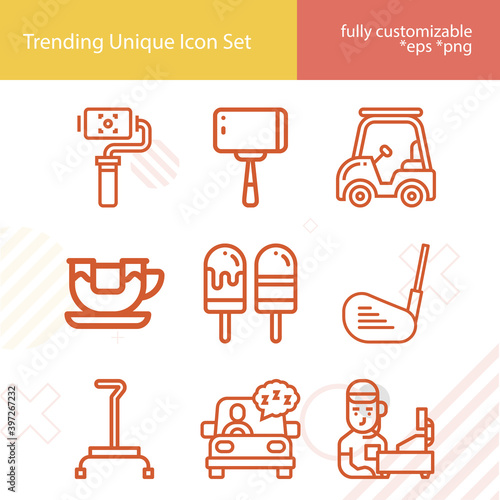 Simple set of spindle related lineal icons.