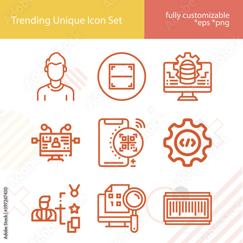 Simple set of write in related lineal icons.