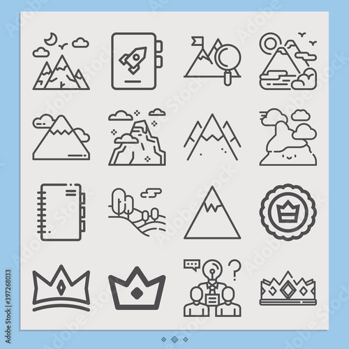 Simple set of summit related lineal icons.