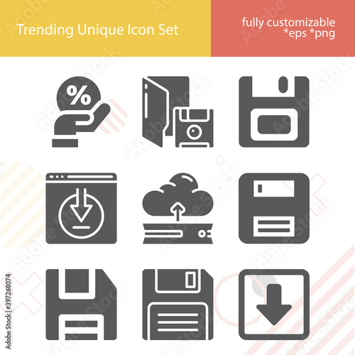 Simple set of bring through related filled icons.