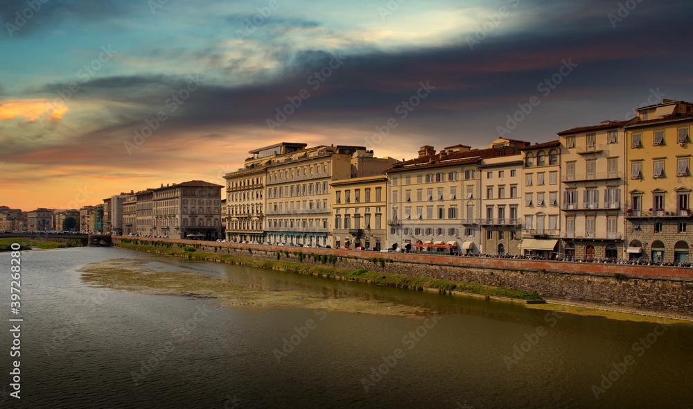 Arno river in Firenze on a sunset.