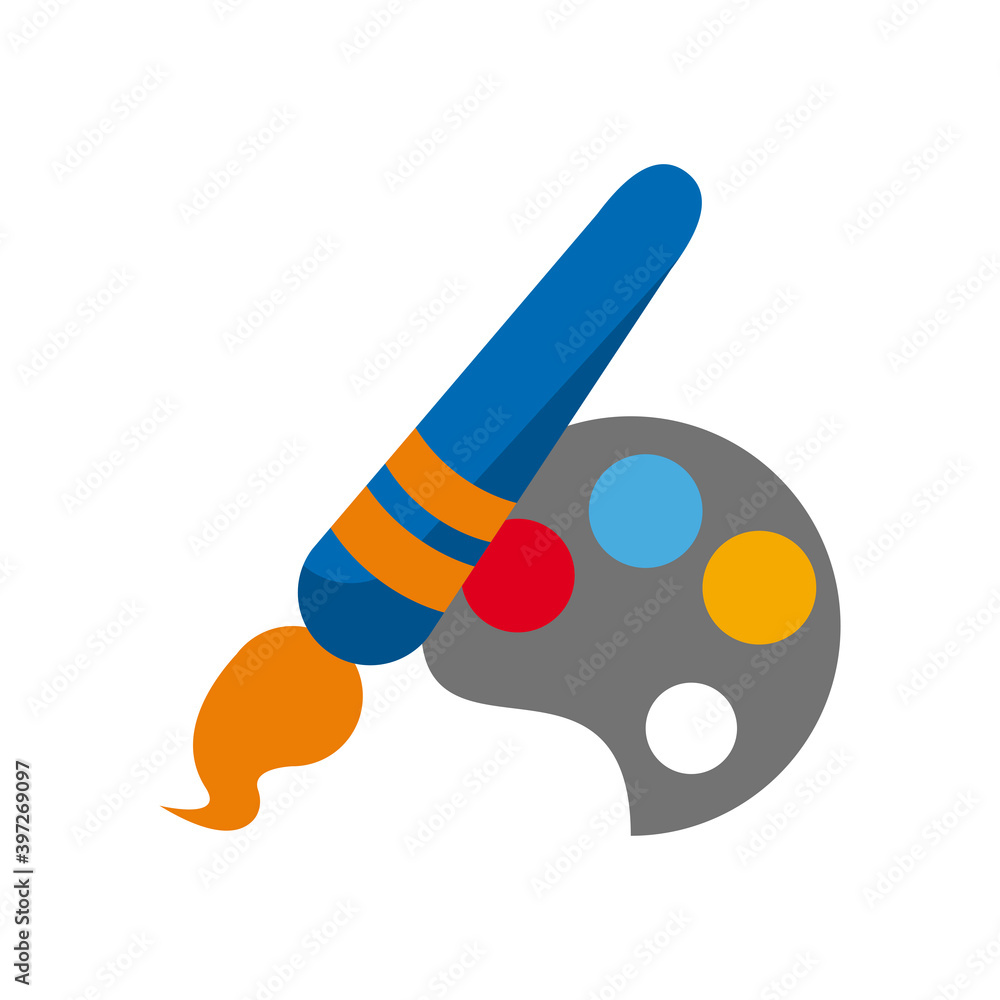 paint brush and palette school supply icon paint brush and palette school supply icon