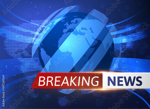 Breaking news vector background with world map. EPS10