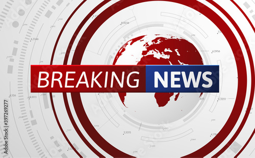 Breaking news vector background with world map. EPS10
