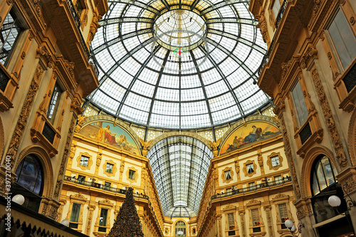 Gallery - Galleria Vittorio Emanuele II in Milan  Lombardy  Italy. Built between 1865 and 1877  it is an active shopping center for major fashion brands.