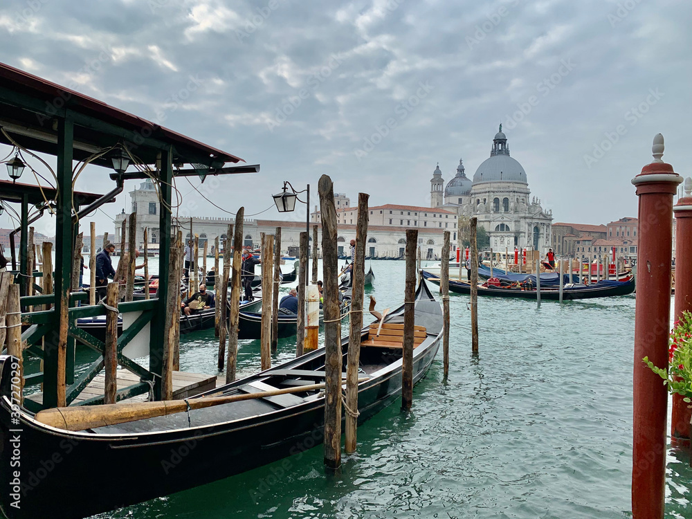 gondolas in the canal of venice