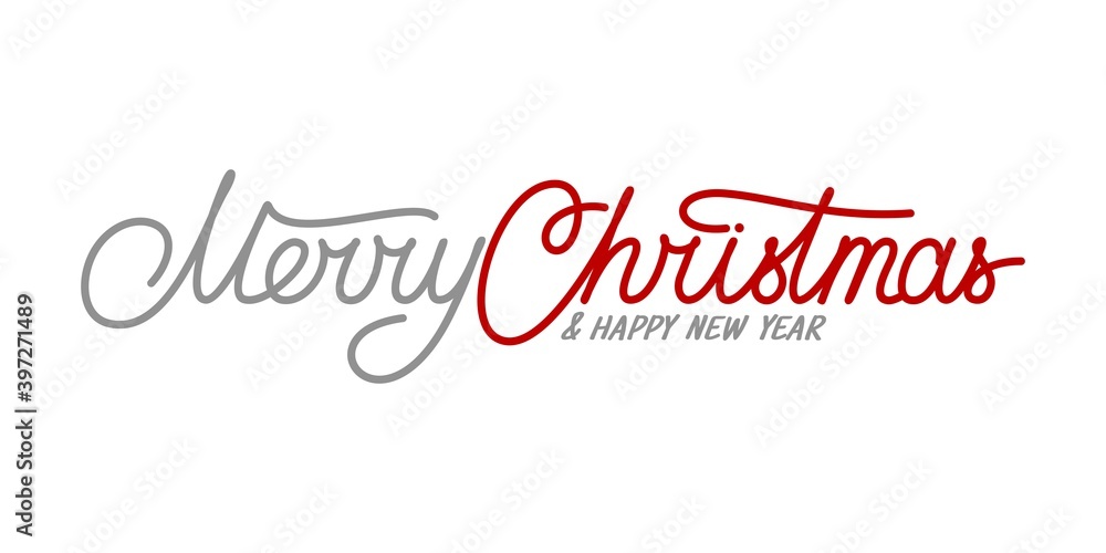 Handwritten Merry Christmas And Happy New Year Font Lettering Vector Illustration