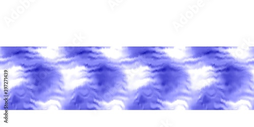 Indigo blue tie dye border edge background. Painted in watercolor wash side banner strip. Boho modern abstract web design element, divider or decorative ink backdrop for ribbon trim invitation. 