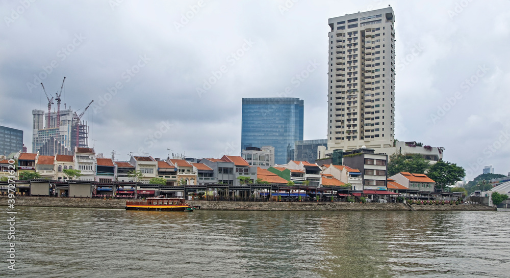  View of the Boat Quay on the River Singapore