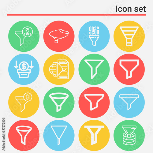 16 pack of funnels  lineal web icons set