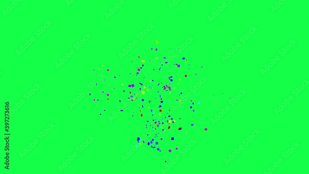 Colorful confetti paper explosion cannon party celebration green screen