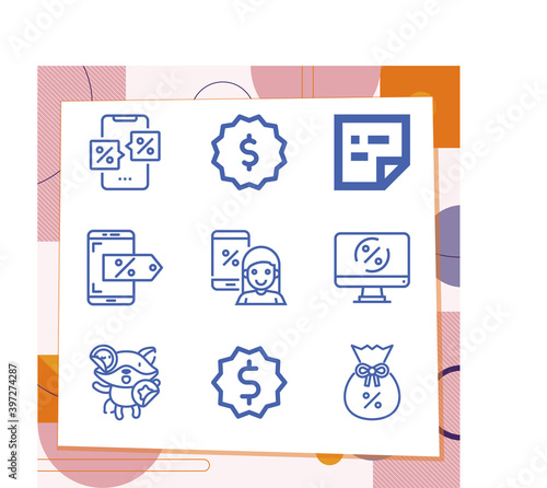 Simple set of 9 icons related to ignore